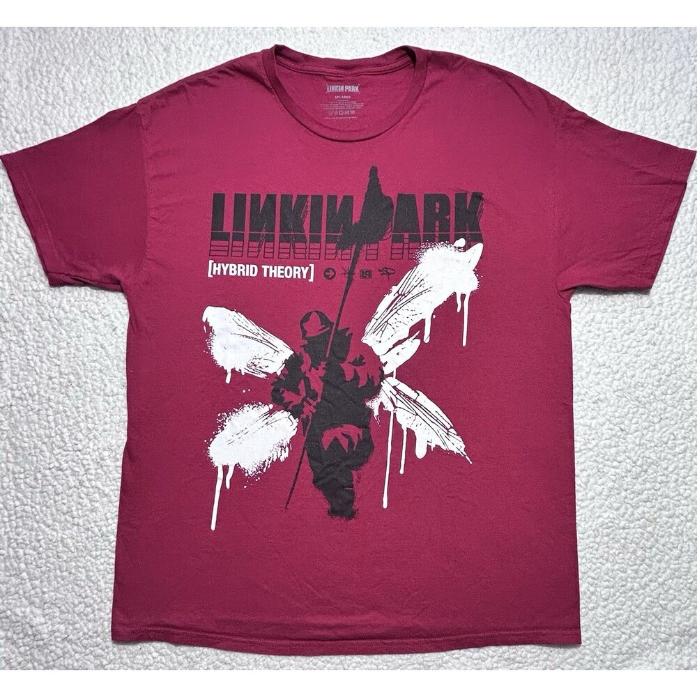 Linkin Park Mens T Shirt XXL Dark Red Maroon Graphic Rock Band Concert Tee